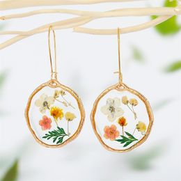 Dangle & Chandelier Creative Resin Colorful Natural Dried Flower Earrings For Women Vintage Transparent Real Earring B205Dangle Kirs22