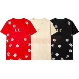 Fashion Brand Mens Short Sleeve T Shirts Designer Star And Snowflake Print Tees Womens High Street Casual Tops Asian Size S-2XL