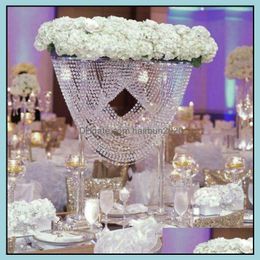 acrylic wedding centerpieces Australia - Party Decoration Event Supplies Festive Home Garden Oval Shape Crystal Acrylic Beaded Wedding Centerpieces Flower Stand Table Decor For Dr