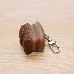 Decorative Objects & Figurines 925gifts Funny Food Hanging Decorations Braised Pork Simulation Of Pancetta Brooch Keychain For Backpack Shoe