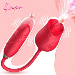 Rose Clitoris Tongue Licking Female Sucking Vibator Clit Stimulator Telescopic Vibration Nipple Vagina sexy Toys for Women Adults