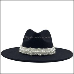 Wide Brim Hats Caps Hats Scarves Gloves Fashion Accessories New Women Imitation Wool Felt Fedora Simple British Style Super Big Panama Wi