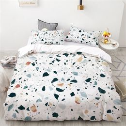 3D HD Digital Printing Custom Bedding SetDuvet Cover Set Double Queen Cal KingWedding Bedclothes Green Marble Drop Duvet Cover 220616