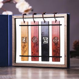 Decorative Objects & Figurines Rosewood Ebony Wood 14cm Flower Hollow Out Bookmarks Classical Book Pendant Car Hanging Feng Shui Chinese Ret