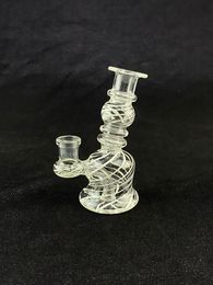 Hookahs The latest White Stripe bongs mini glass oil rig catcher with water Philtre and percolator design 14mm Glass Bowl