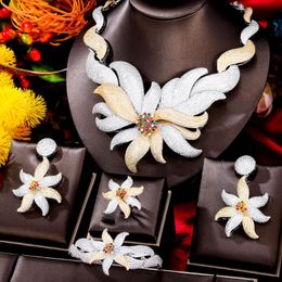 Earrings & Necklace Luxury 4PCS Sea Starfish African Bridal Zirconia CZ Jewelry Sets For Women Wedding Dubai Nigeria Crystal Party SetEarrin