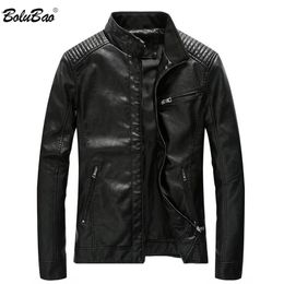 BOLUBAO Fashion Men's PU Jackets Coats Motorcycle Leather Jackets Men Autumn Leather Clothing Male Casual Brand Coats 201127