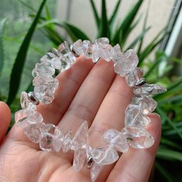 Charm Bracelets Handmade Stretch Clear Quartz Crystal Chip Bracelet Irregular Nuggets Raw Mineral Natural Healing Jewellery WomenCharm Kent22