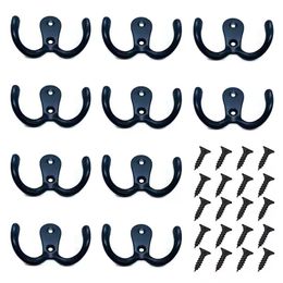 Hooks & Rails Units Alloy Coat Double Heavy Duty Wall Mounted For Hat Hardware Dual Prong Retro Hanger Home AccessoriesHooks