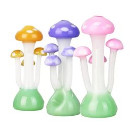 Wholesale Mushroom Style Glass Pipes Handmade Borosilicate Smoking Rig High Quality Funny Bong Spoon Smoking Accessories Dry Herb Hand Pipe 4inch Height