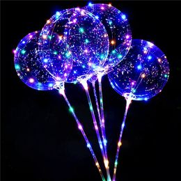 LED string Light BoBo Balloons with Stick 3 Levels Flashing Handle 20 Inches Christmas Birthday Party Decoration