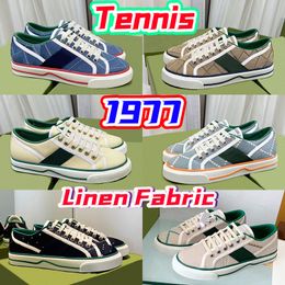 2023 mens casual Shoes Tennis 1977 Sneaker linen fabric Beige ebony Canvas Black butter cotton Blue Ivory Red Denim Houndstooth Motif luxury women Sneakers