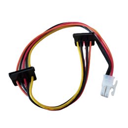 ATX Motherboard 4pin to 2-Port Serial ATA SATA Hard Drive Adapter Power Cable for Lenovo IPC & Tax Controller 18AWG