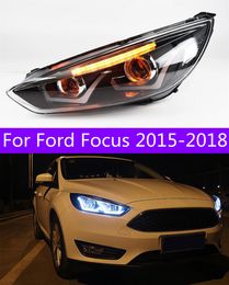 1 Pair Auto Car Head Light Parts For Ford Focus 20 15-20 18 Modified LED Lamps Headlights Replacement DRL Dual Beam Lens Lights