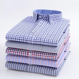Trend Latest Design Business Shirts Men Plaid Smart Casual Striped Cotton Long-Sleeved Office Fashion Blouse Male Cardigan Top Men's Eldd22
