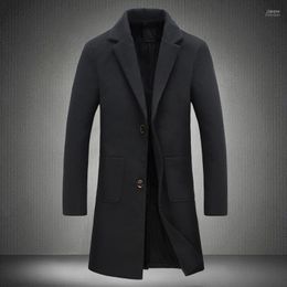 Men's Trench Coats 2022 Autumn Winter Coat Men Turn-Down Collar Slim Fit Overcoat For Man Long Windbreaker 5XL1