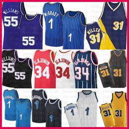 Tracy McGrady Penny Hardaway Hakeem Olajuwon Basketball Jersey Reggie Miller Shirts Jason Williams Vintage Jerseys 1 34 31 55