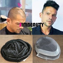 Clearance Momo Top Lace Front -Double Layers Male Hair Prosthesis Lace NPU Base Breathable Natural Hairline 100% Human Hairs Toupee Men's Wig