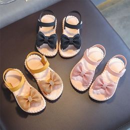 Summer Kids Girls Shoes Fashion Sweet Princess Children Sandals for Girls Toddler Baby Soft Sweet Breathable Holow Out Bow Shoes 220621