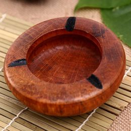 Retro Solid Wooden Ashtray Wood Craft 13cm Round Desktop Ashtray Home Table Ornaments Bar Decoration Smoking Room Accessories 360 D3