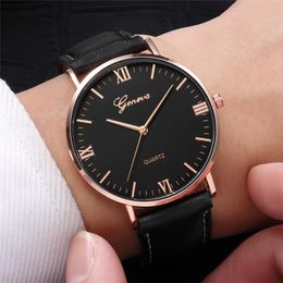 Wristwatches Reloj Fashion Large Dial Military Quartz Men Watch Leather Sport Watches Classic Clock Wristwatch Relogio Masculino D20