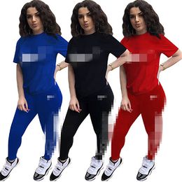 Women Tracksuits Outfits Short Sleeve Jogging Luxurys Two Piece Set Designer Legging Sportswear Letter Print Wholesale Items K259