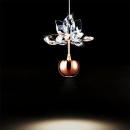 Pendant Lamps Modern Rose Gold Crystal Lights Led Single-head Restaurant Dining Room Lamp Table Bar Lustre Hanging LightingPendant