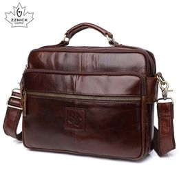 Mens Shoulder Bag Leather Laptop Bag Office Bags For Men Genuine Leather Bags Briefcase Luxury Shoulder Handbag Male ZZNICK 201119