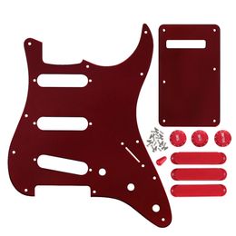 Set of SSS Electric Guitar Pickguard 11 Hole Screw Scratchplate Mirror Pickup Covers Knobs Switch Tips