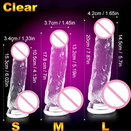 Hieha sexy Toy for Woman Crystal Dildo TPE Penis Artificial Dick with Suction Cup Big Realistic Female Vagina Masturbator