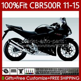 Injection mold Fairings For HONDA CBR 500 R CC 500R RR CBR500R 11 12 13 14 15 Body 126No.64 CBR500RR 2011 2012 2013 2014 2015 CBR500 RR 11-15 OEM Gloss Black Bodywork Kit