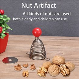 Metal Spring Nutcracker Open Walnut Artefact Professional Walnut Open Tools Stainless Steel Nut Crackers Open 210319