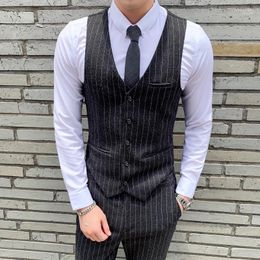 Men's Vests 2022 Mens Suit Vest Formal Casual Slim Fit Business Jacket Stripe Single Breasted Undershirt Waistcoat Blazer 4XL Phin22