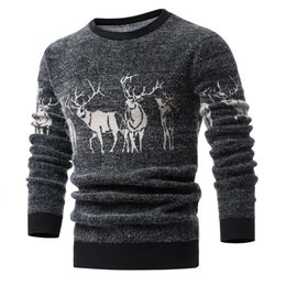 Winter Christmas Sweater Men Christmas Deer Printing Men's Sweater Casual O-neck Male Pullovers Slim Sweaters Pull Men 201203