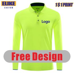 ELIKE Long Sleeve Quick drying Sports Polo Shirt Custom Print Embroidery Breathable Summer Men And Women Tops S 6XL 220712