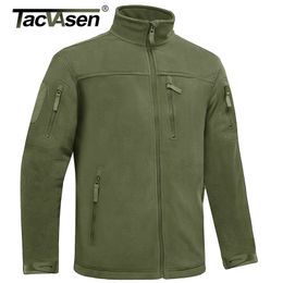 TACVASEN Winter Tactical Fleece Jacket Mens Army Military Hunting Jacket Thermal Warm Security Full Zip Fishing Work Coats Outer 220808