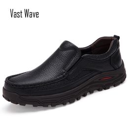 VASTWAVE big size 38-48 mens dress italian leather shoes luxury brand mens loafers genuine leather formal loafers moccasins men 220321