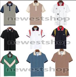 2022 Summer Europe Mens designer Polo Shirts Italy Men double letter print shirts polos womens lapel tshirt turn-down collar cotton high-end tee