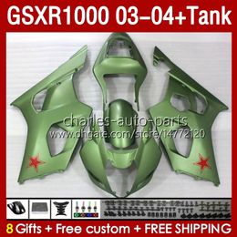 Injection Mould Fairings For SUZUKI green matte GSXR1000 GSXR-1000 K 3 GSX R1000 GSXR 1000 CC K3 03 04 Body 147No.43 GSX-R1000 2003 2004 1000CC 2003-2004 OEM Fairing & Tank