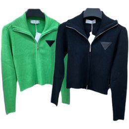 318 2022 Spring Summer Brand SAme Style Sweater Short Sleeve Lapel Neck Black Green Cardigan Fashion Womens Clothes High Quality Womens zhen