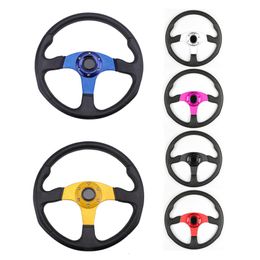 Universal 13.5 inch 340mm Leather modification Racing Sports Car Steering Wheels with Horn Button Top Quality PU Race Drifting Sport Car Accessories Steering Wheel