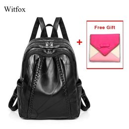 100% Genuine School backpack for student leather water proof pack women bag weaving pattern Y201224