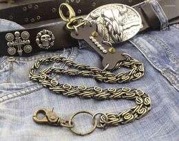 Keychains Tow Line Brass Leather Tag Biker Trucker Keychain Long Jean Wallet Link Chain X5 YL-50 Enek22