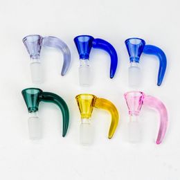 Colourful Ox Horn Smoking Pyrex Thick Glass 14MM 18MM Male Joint Bubble Bowl Philtre Replaceable Portable Dry Herb Tobacco Oil Rigs Hookah Bongs Handpipes Tool DHL