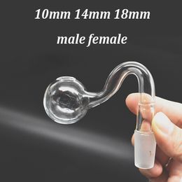Cheapest 10mm 14mm 18mm Male Female Glass Oil Burner Pipe 30mm Ball OD Burning Dry Herb Tobacco Water Hand Smoking Accessories Dhl Free