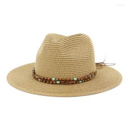 Wide Brim Hats Summer Casual Fedora Hat Women Men Travel Beach Straw Sun Elegant Lady Panama Sunbonnet HatWide Chur22