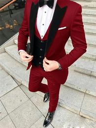 Customise tuxedo One Button Handsome Peak Lapel Groom Tuxedos Men Suits Wedding/Prom/Dinner Man Blazer(Jacket+Pants+Tie+Vest) W1033