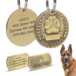 Customized Pet Dog ID Tag Free Engraving Dogs Cats Nameplate Pet Dog Collar Accessories Stainless Steel Pet Name Pendant 220610