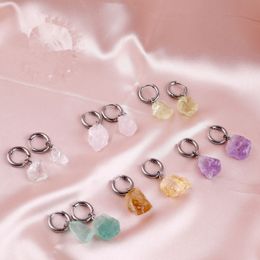 Natural Crystal Rough Stone Irregular Raw Ore Dangle earrings Energy Healing Gemstone Amethyst Quartz Earrings Women Jewellery