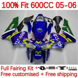 OEM Body For HONDA CBR 600 RR F5 CC 600F5 05-06 Bodywork 144No.10 CBR-600 CBR600 RR CBR600RR 05 06 CBR600F5 CBR 600CC 600RR 2005 2006 Injection Fairing kit movistar blue